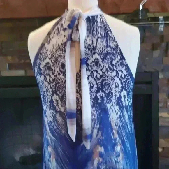 Blue watercolor print maxi dress - Picture 4 of 4
